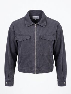 MyStyle Navy Blue Full Zip Casual Women's 100% Cotton Denim Cropped Jackets Sz S